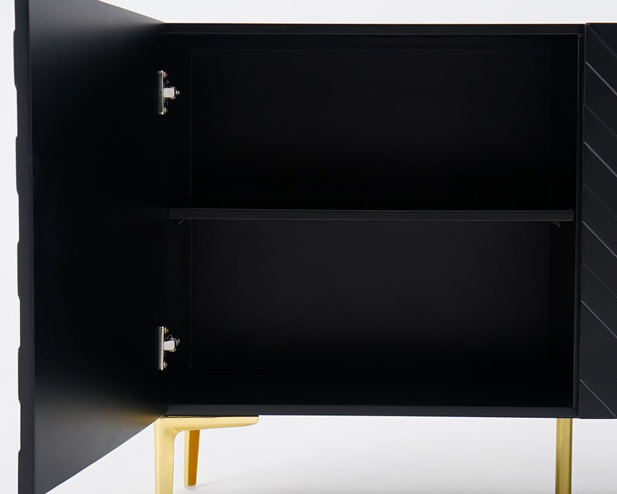 HMR - Modern Buffet with Gold Legs and 3 Doors 70.9" in Black