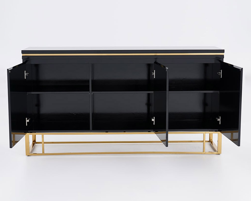 HMR Medally 59" Sideboard Buffet Cabinet with Storage - Black/Gold