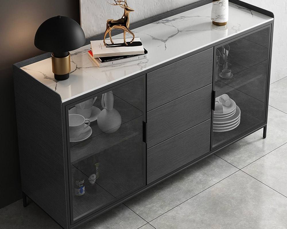 HMR - Sintered Stone Top Sideboard with Doors and Drawers 59" in 59.1"W