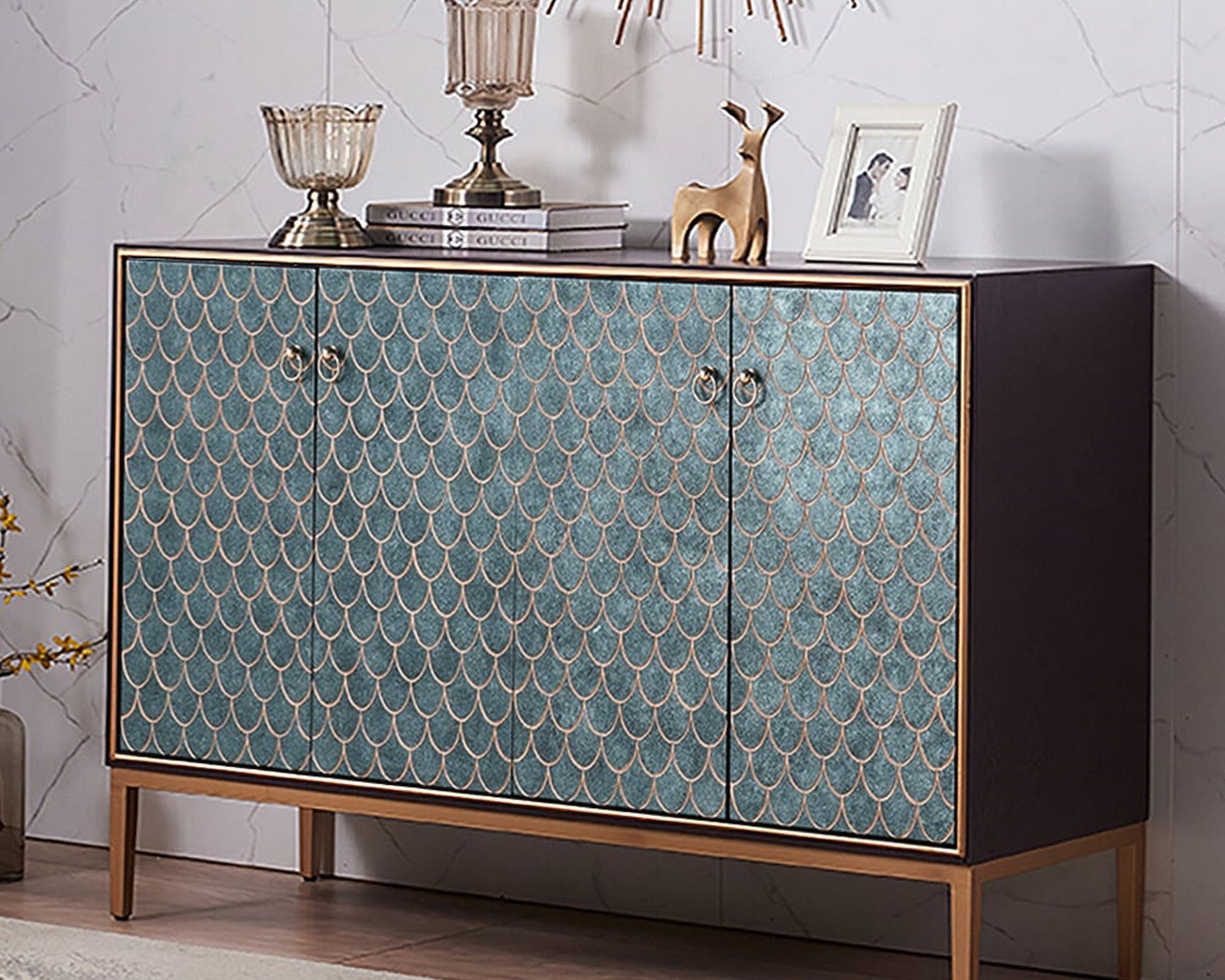 HMR - Modern 59" Sideboards Buffet with Doors & Shelves