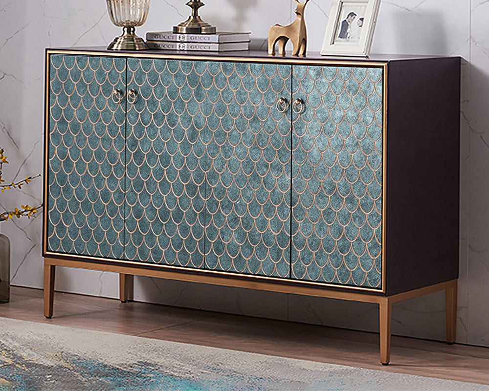 HMR Modern 59" Sideboards Buffet with Doors & Shelves - Blue