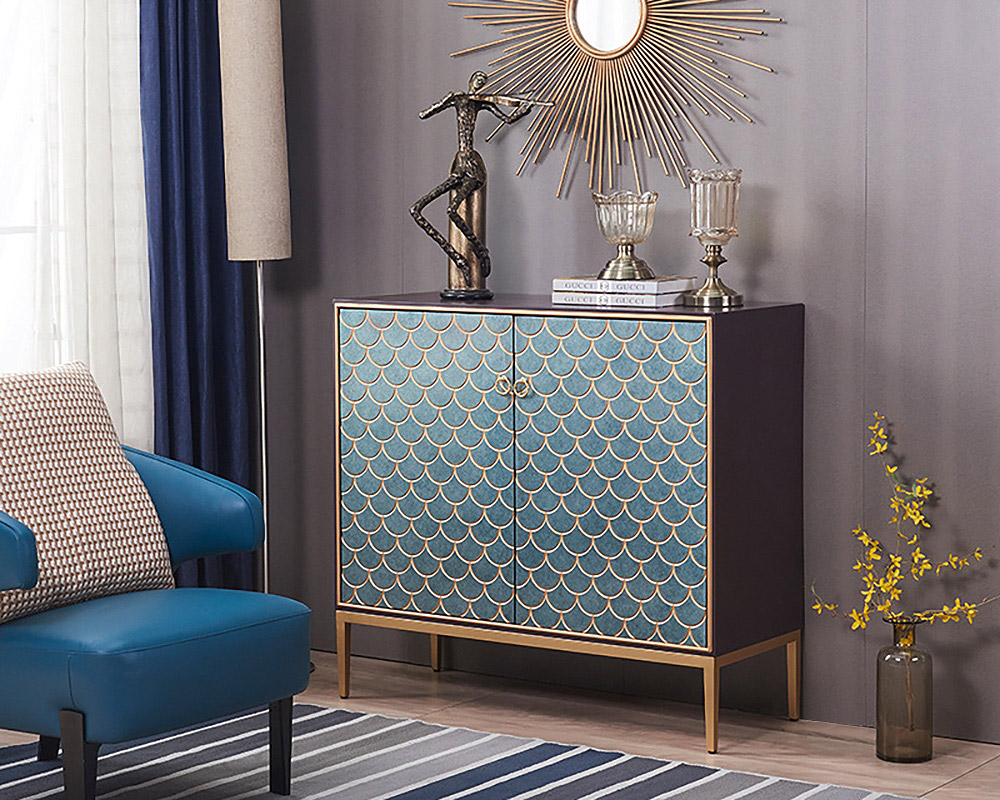 HMR Modern 39" Sideboards Buffet with Doors & Shelves - Blue
