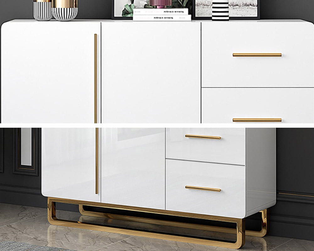 HMR - Nordic Buffet with Doors and Drawers and Adjustable Shelf in Small in White, 41.3"W