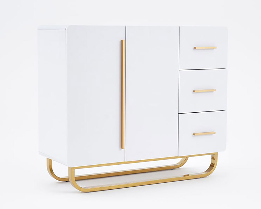 HMR - Nordic Buffet with Doors and Drawers and Adjustable Shelf in Small in White, 41.3"W