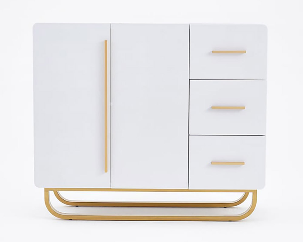 HMR - Nordic Buffet with Doors and Drawers and Adjustable Shelf in Small in White, 41.3"W