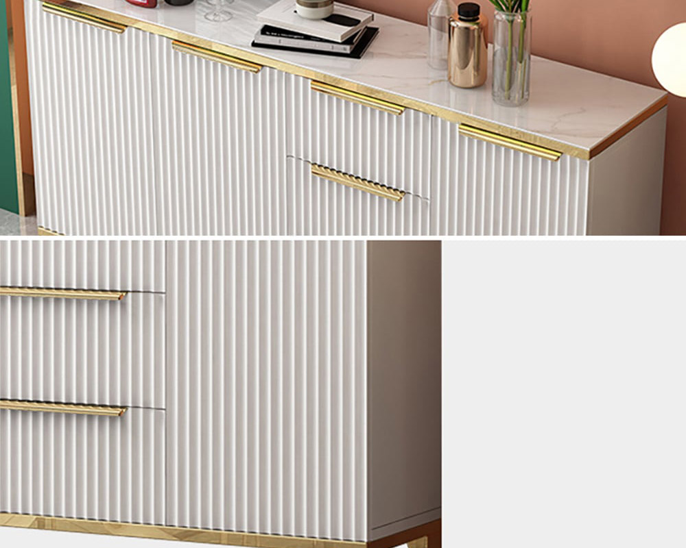 HMR - Sideboard with Tempered Glass Top and 3 Drawers 63" in 63"W