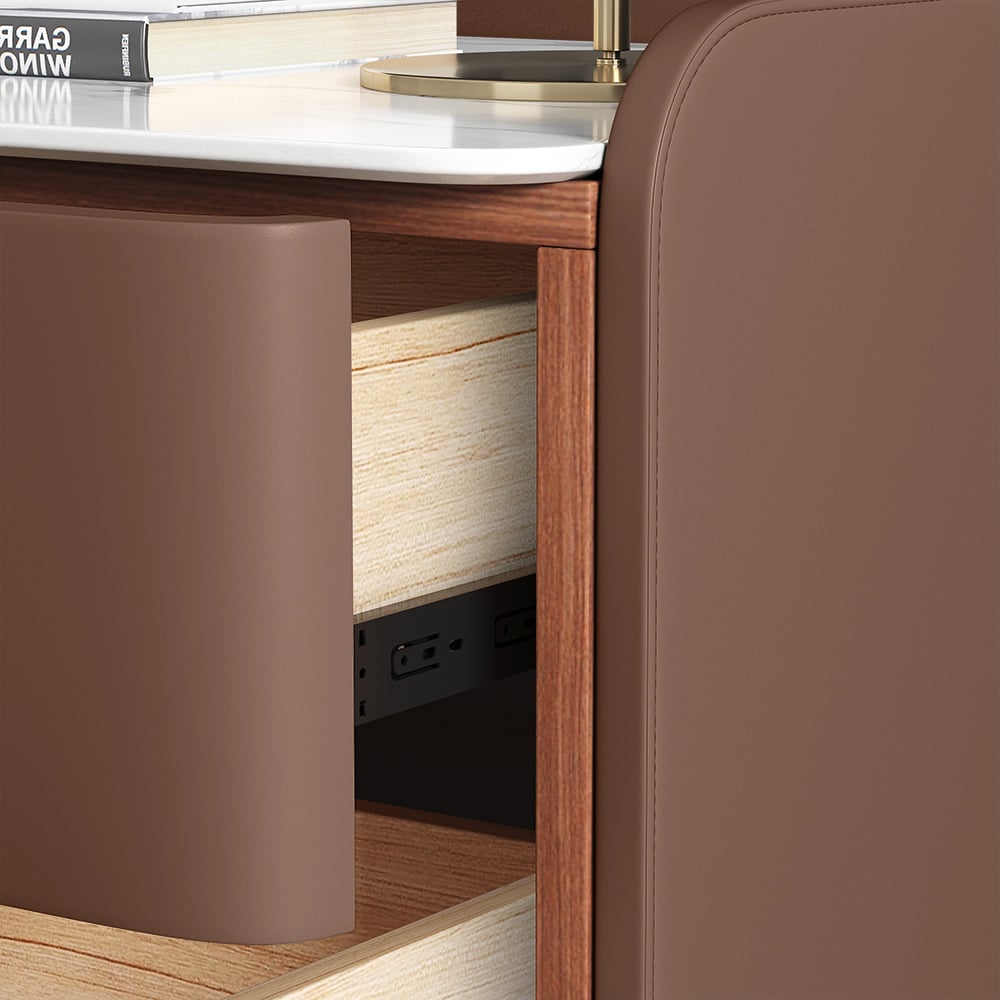 HMR Nightstand with 2-Drawer - Brown, Faux Leather
