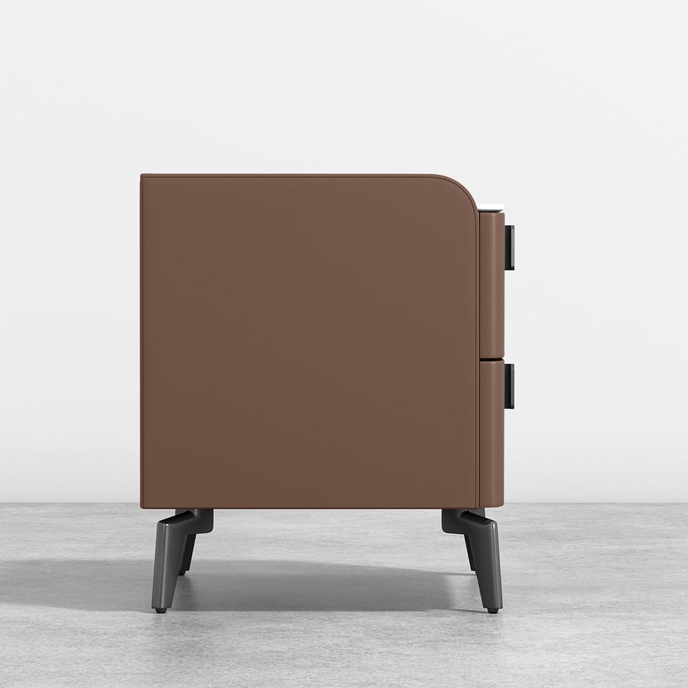 HMR Nightstand with 2-Drawer - Brown, Faux Leather