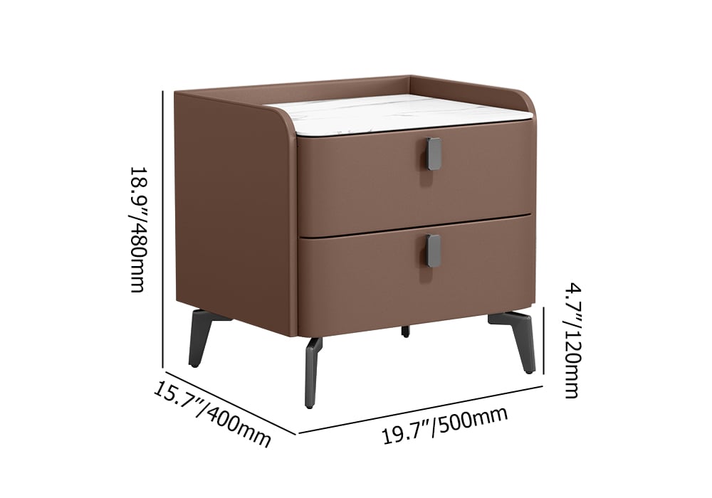 HMR Nightstand with 2-Drawer - Brown, Faux Leather
