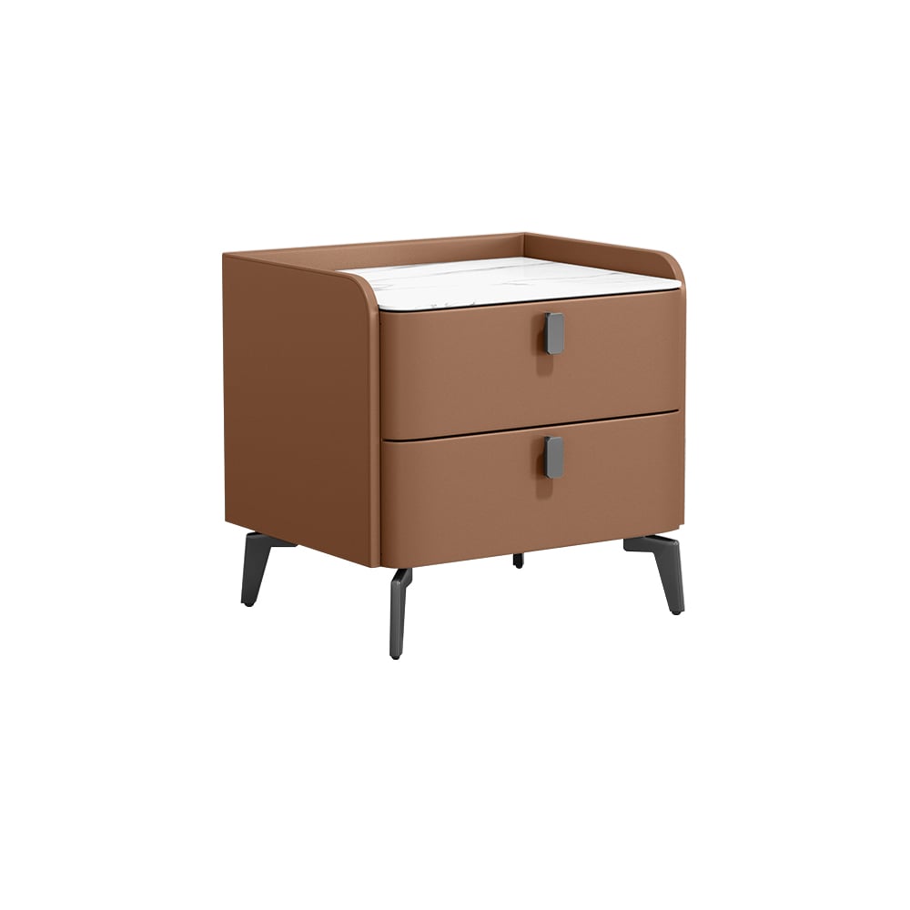 HMR Nightstand with 2-Drawer - Orange, Faux Leather