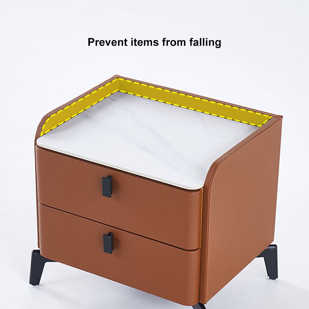 HMR Nightstand with 2-Drawer - Orange, Faux Leather