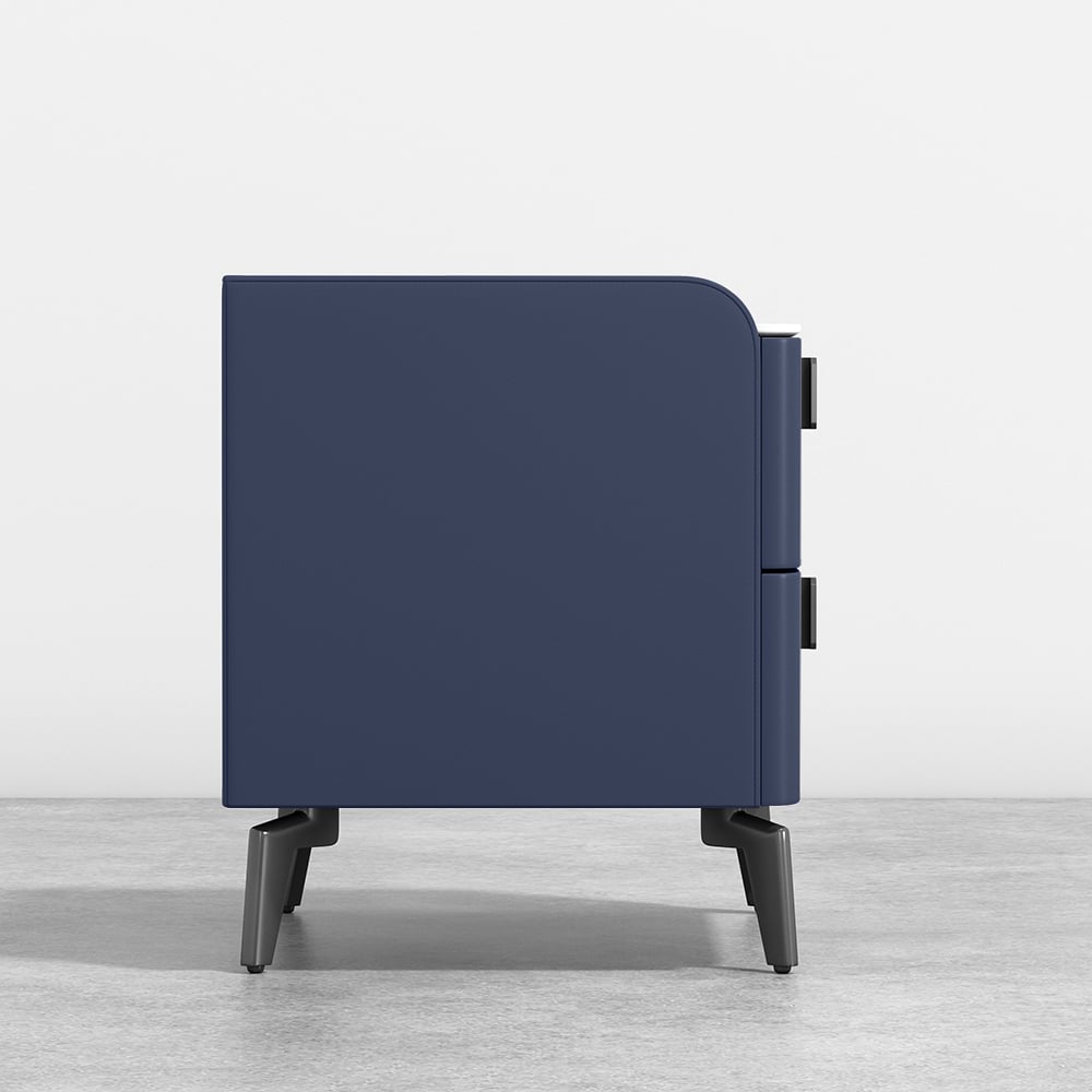 HMR Nightstand with 2-Drawer - Blue, Faux Leather