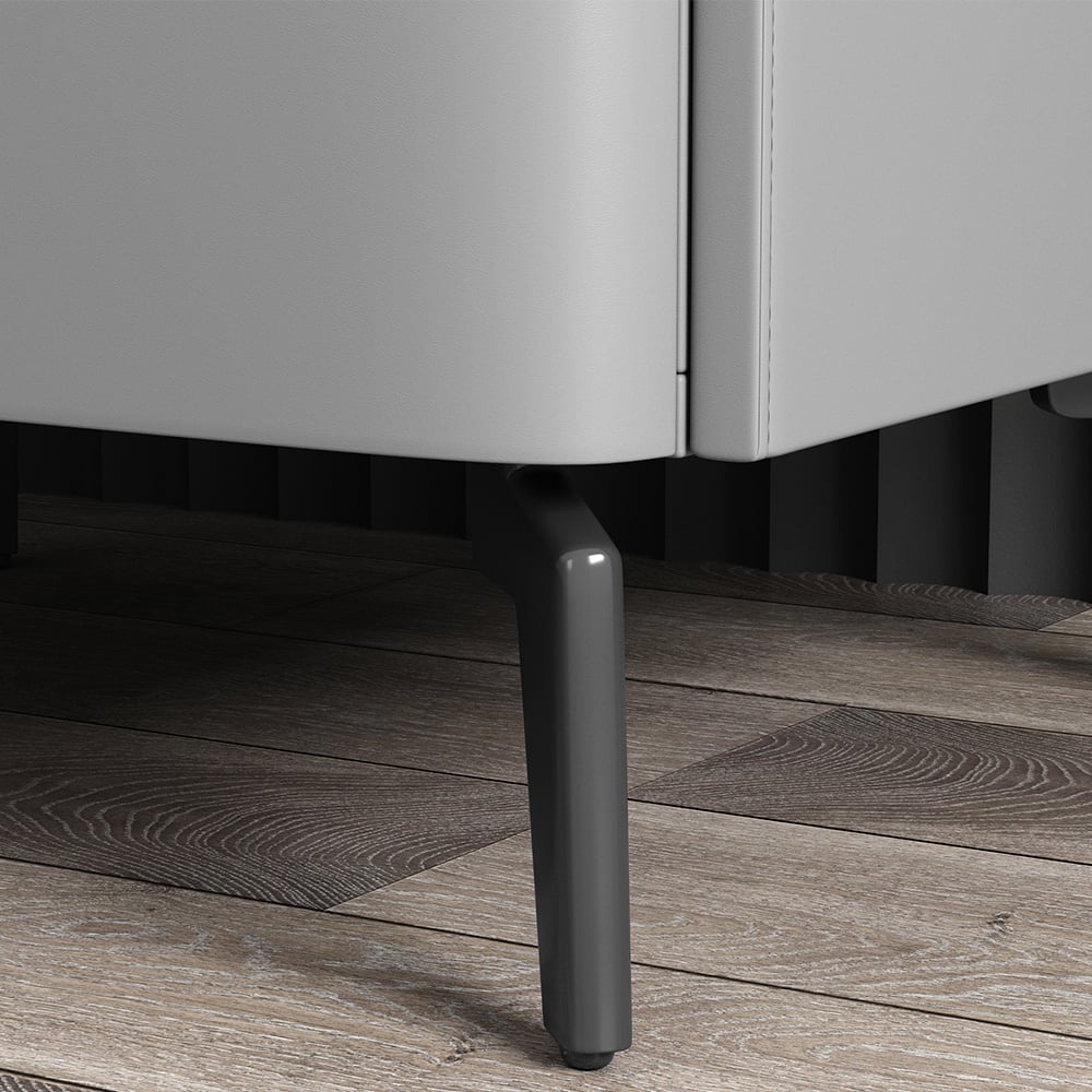 HMR Nightstand with 2-Drawer - Gray, Faux Leather