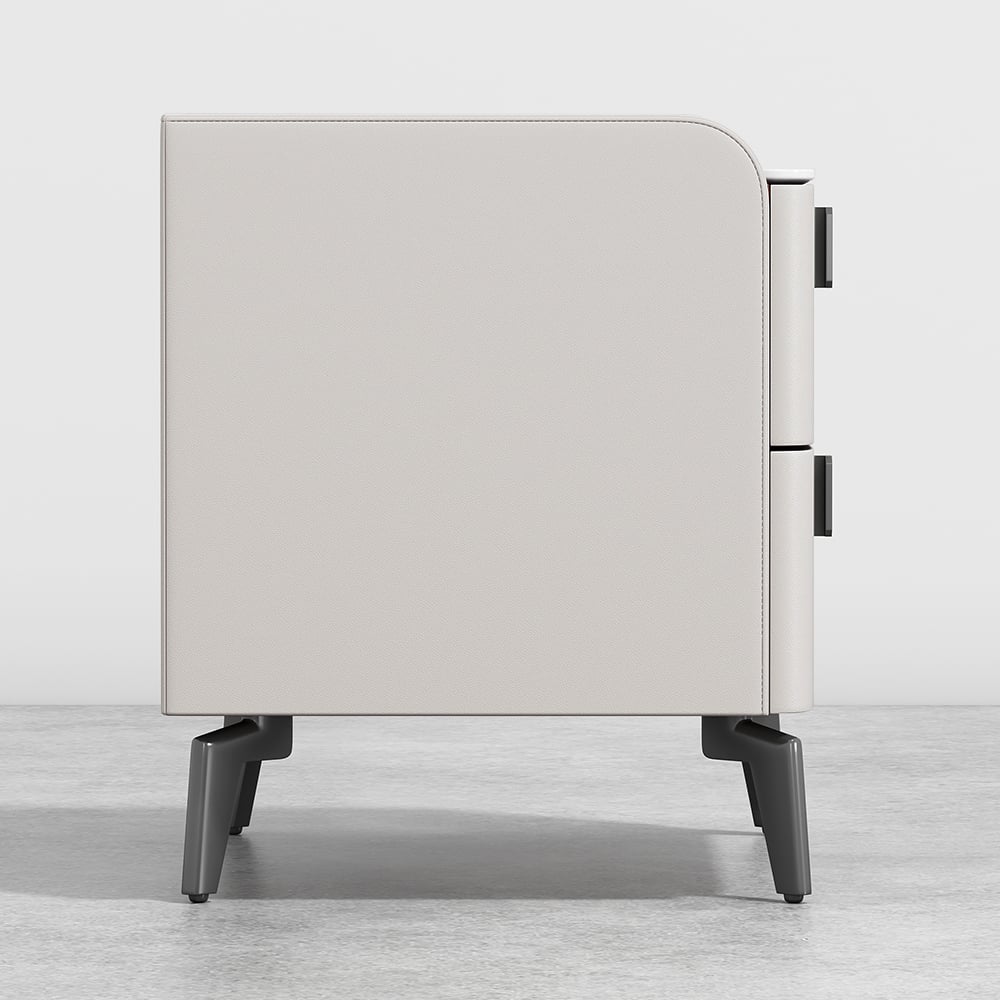 HMR Nightstand with 2-Drawer - White, Faux Leather