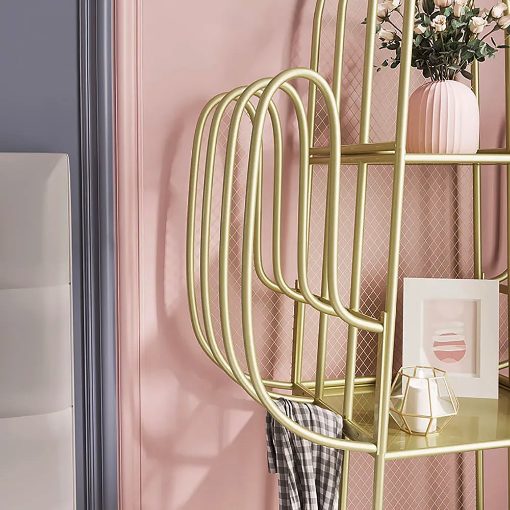 HMR - Nightstand Cactus Shape Shelf Metal in Gold