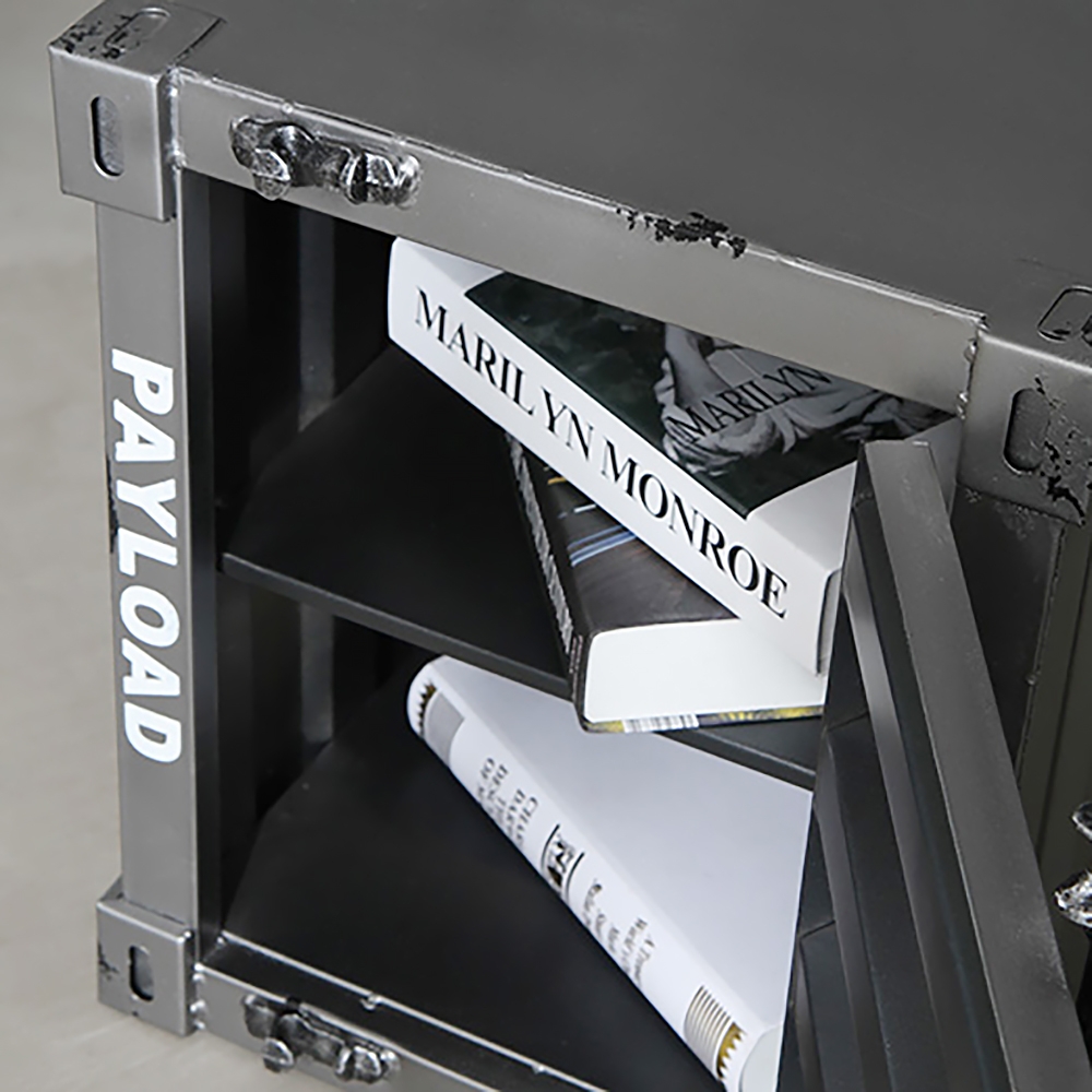 HMR Ctainer Series Industrial Nightstand with Storage/Shelf - Gray