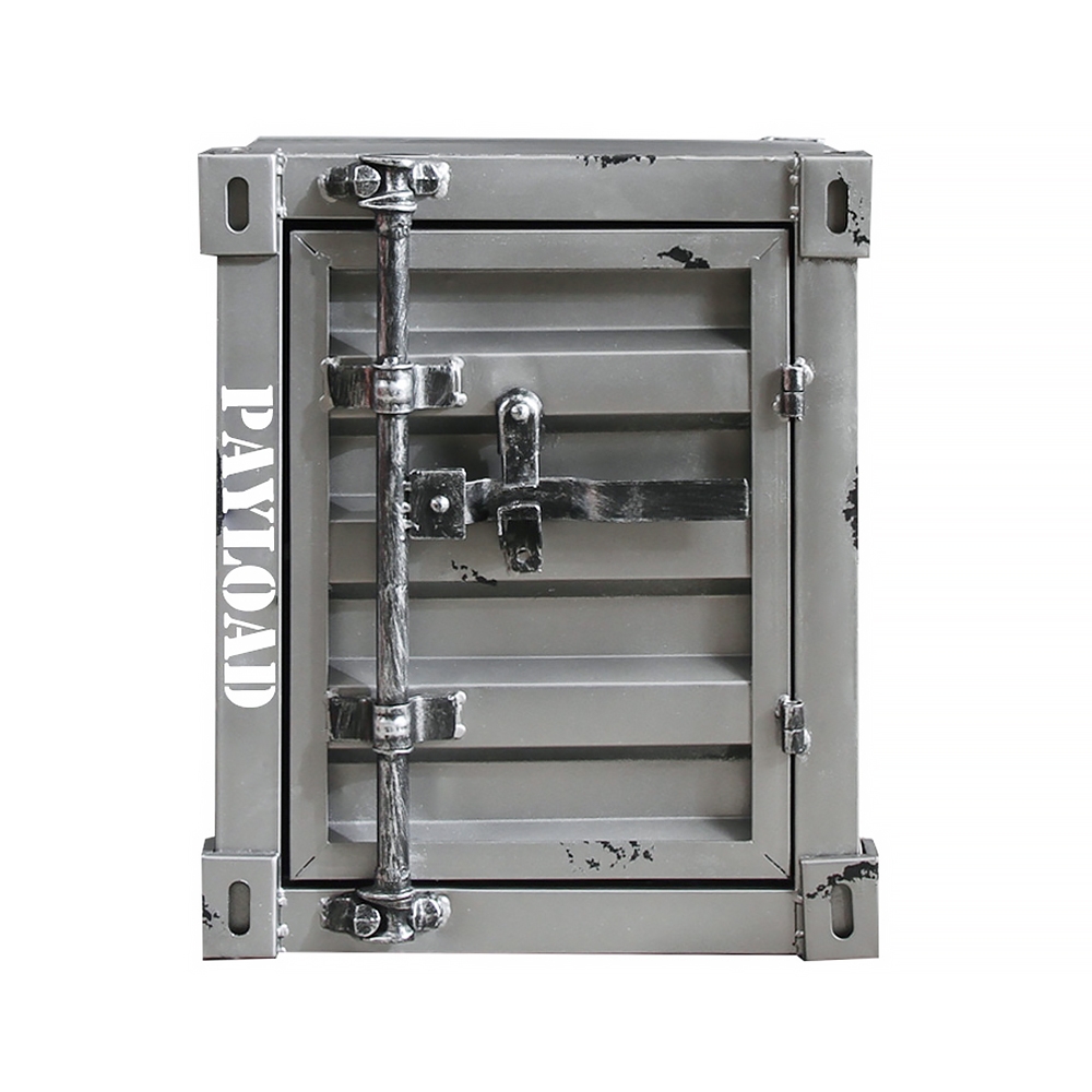 HMR Ctainer Series Industrial Nightstand with Storage/Shelf - Gray