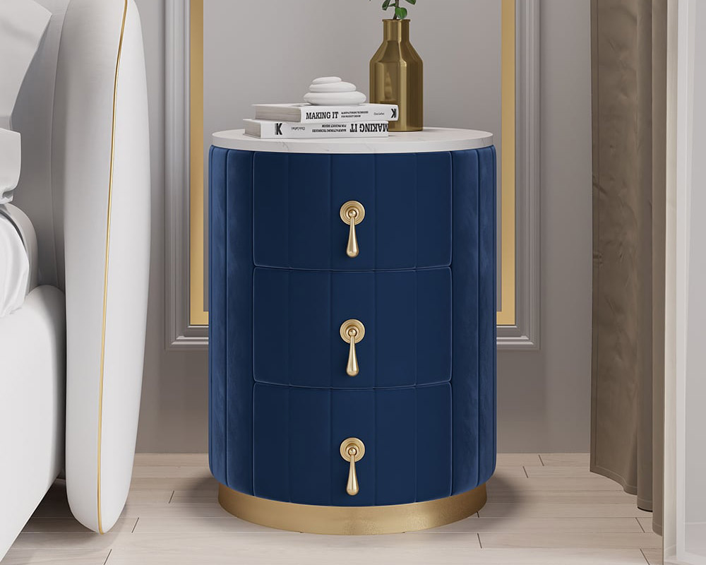HMR - 3-Drawer Round Nightstand