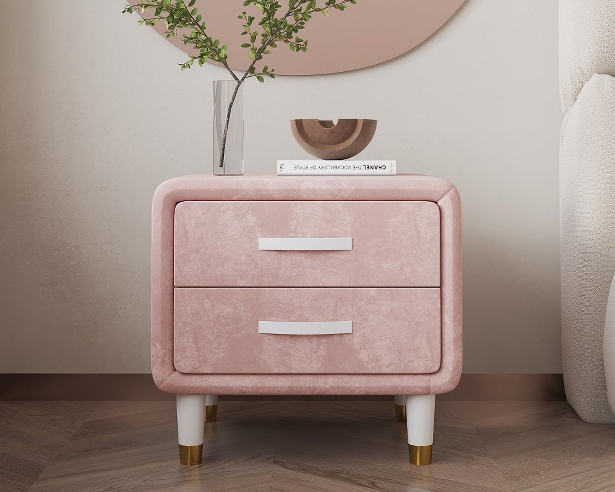 HMR - Modern Nightstand with 2 Drawers