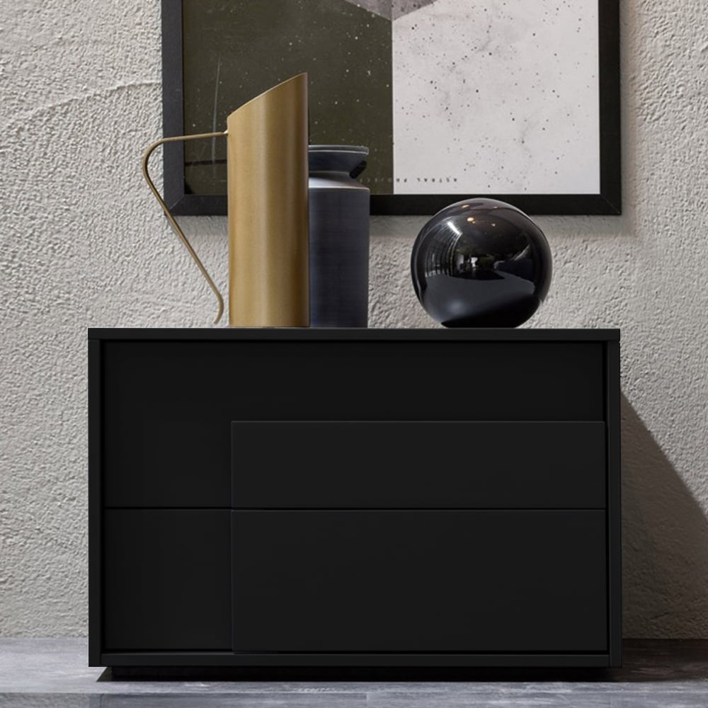 HMR - Rectangle 2-Drawer Nightstand in Black
