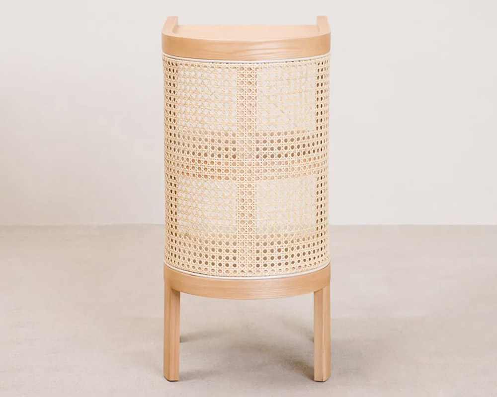 HMR Semi-Circle Nightstand with Open Shelves - Natural, Wood/Rattan