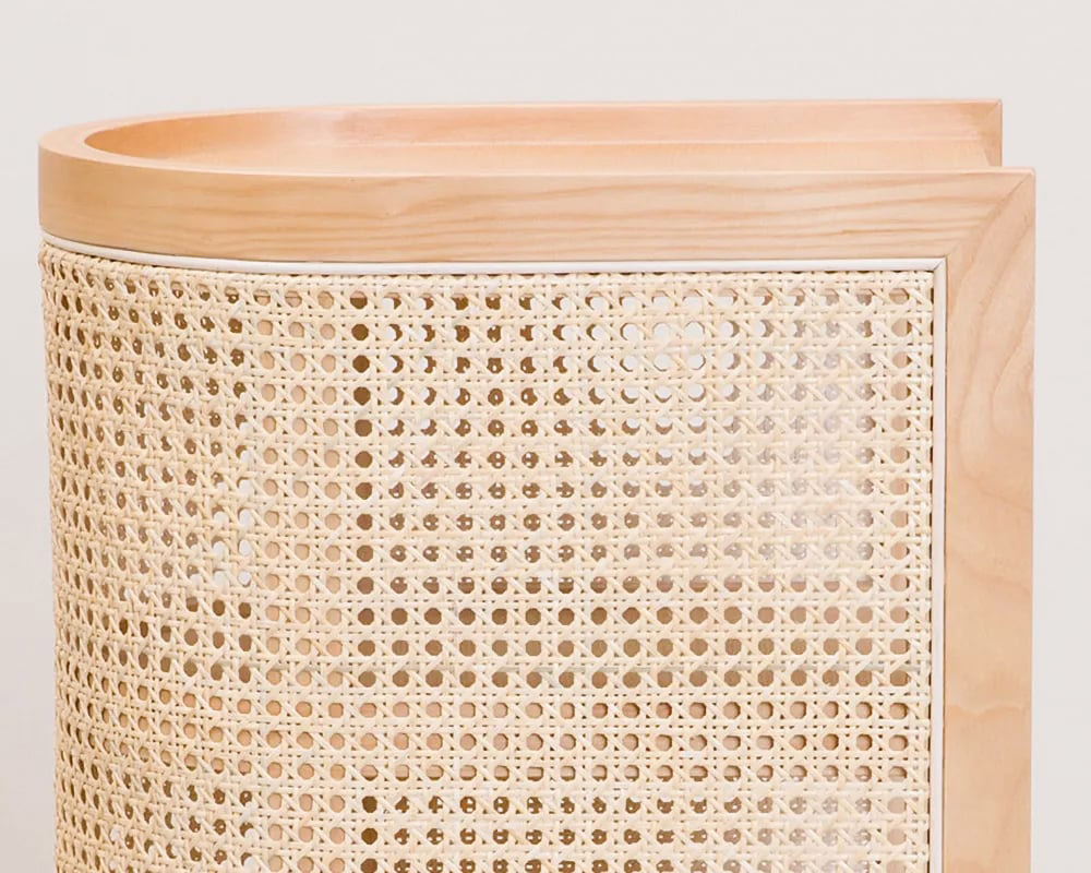 HMR Semi-Circle Nightstand with Open Shelves - Natural, Wood/Rattan