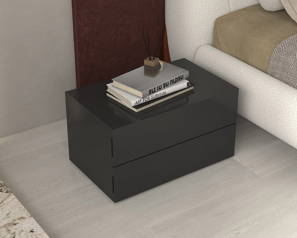 HMR - 24" Minimalist 2-Drawer Nightstand in Black