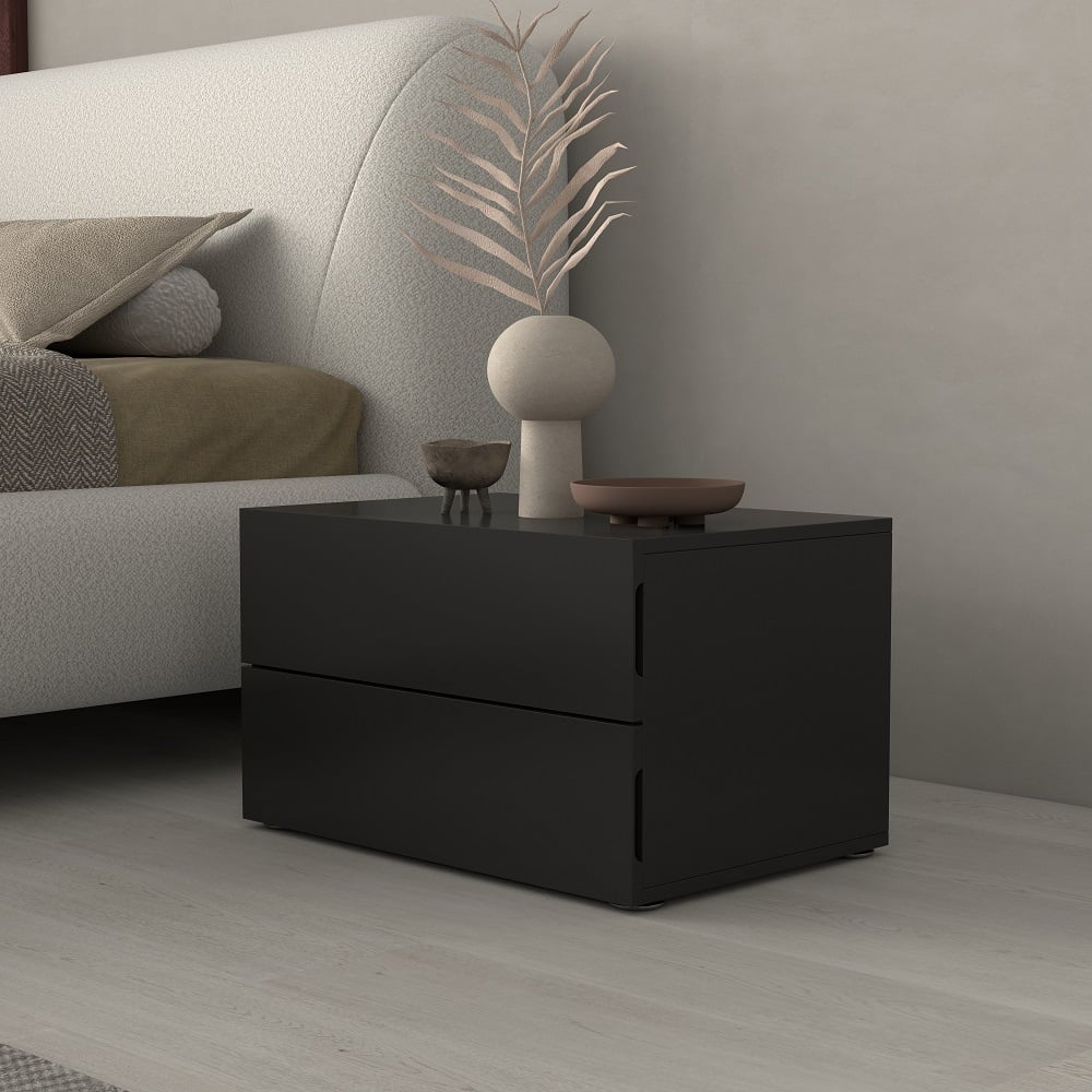 HMR - 24" Minimalist 2-Drawer Nightstand in Black
