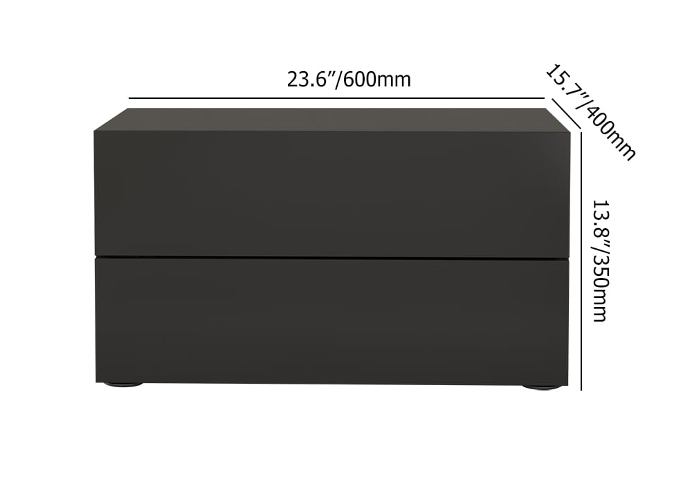 HMR - 24" Minimalist 2-Drawer Nightstand in Black