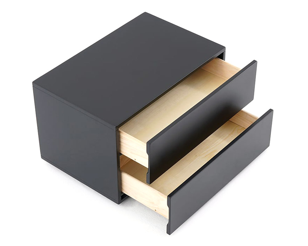 HMR - 24" Minimalist 2-Drawer Nightstand in Black