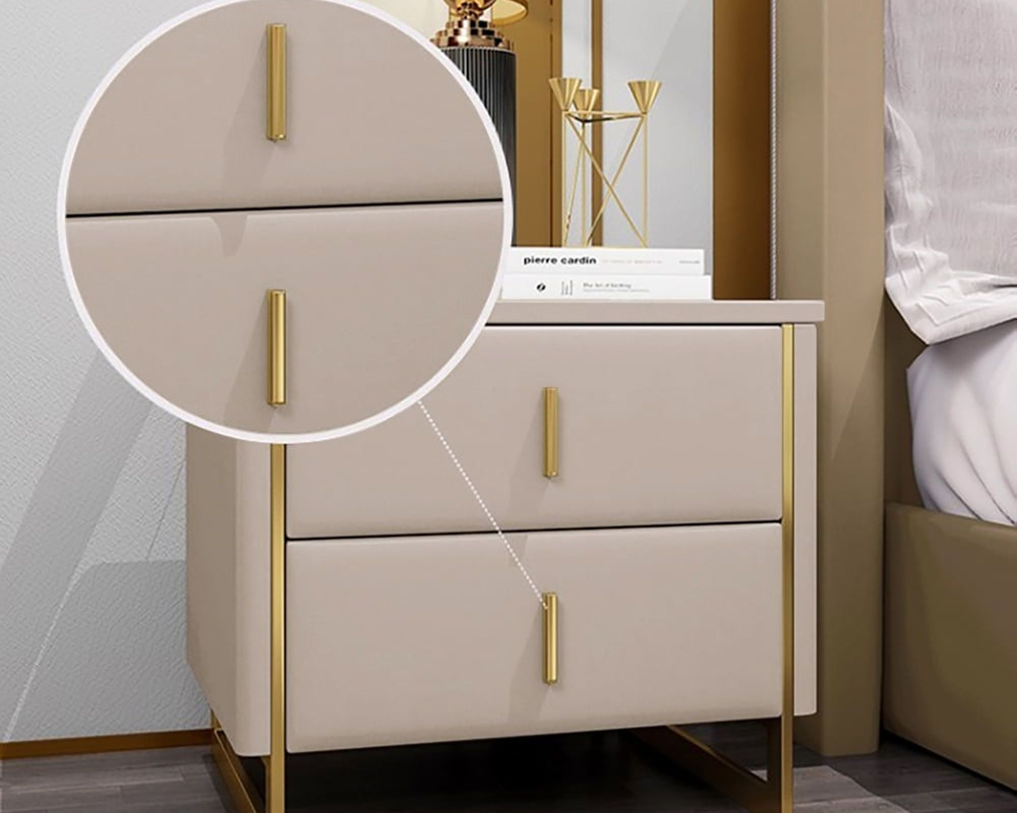 HMR - Modern Nightstand with 2-Drawer
