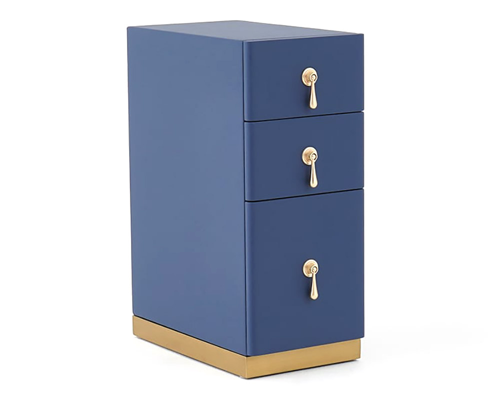 HMR - Modern Narrow 3-Drawer Nightstand with Faux Leather Upholstery