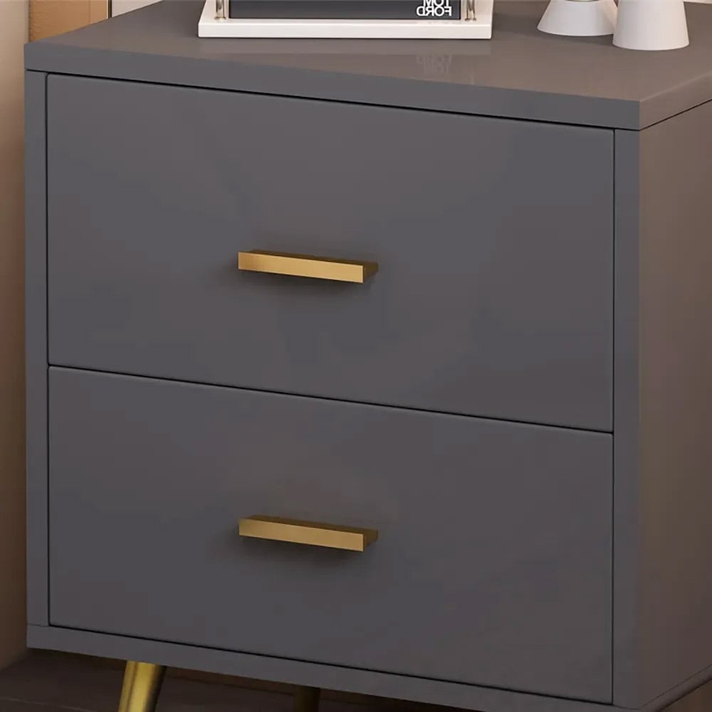 HMR Modern Nightstand with Gold Legs - Gray