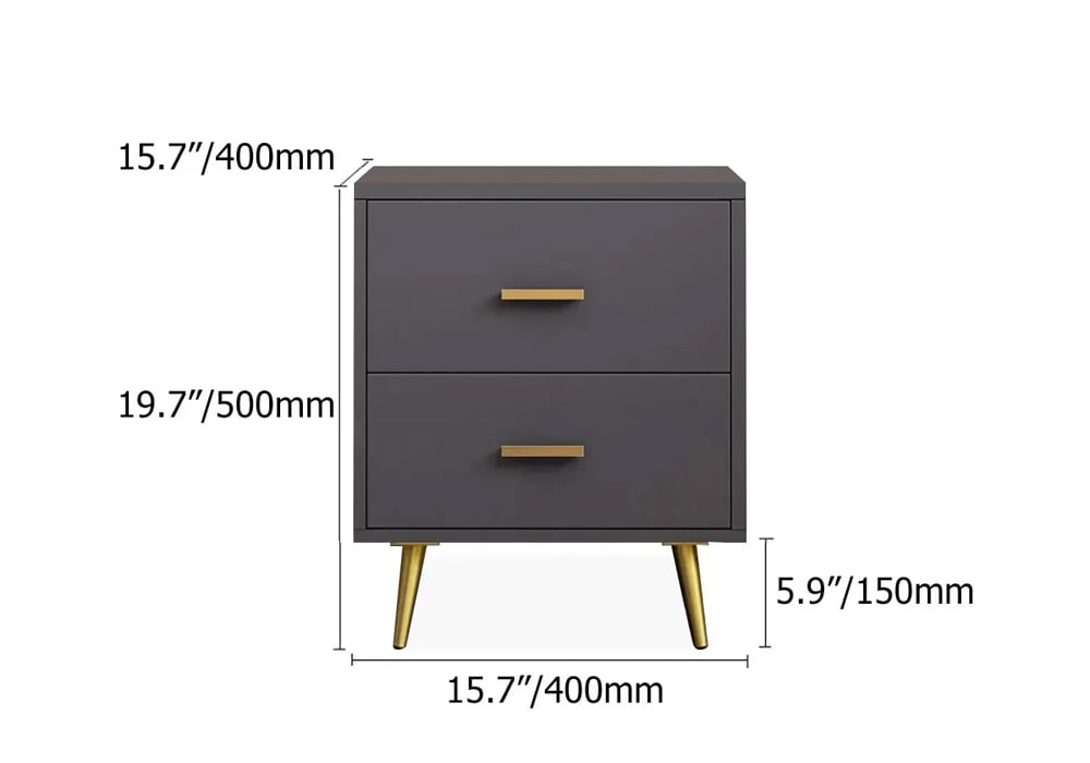 HMR Modern Nightstand with Gold Legs - Gray