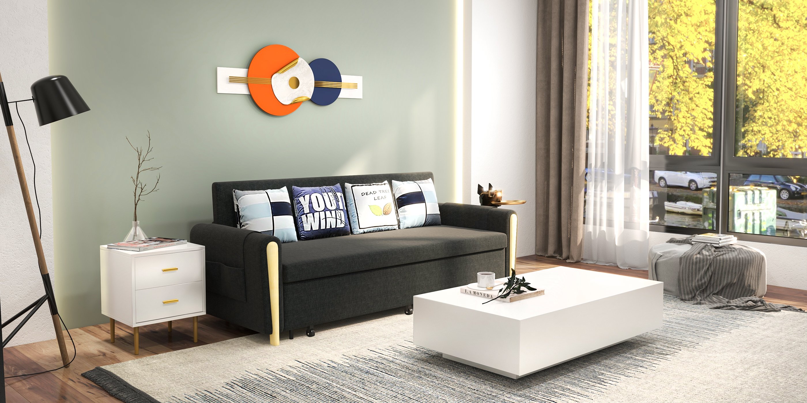 HMR - Modern Nightstand with Gold Legs