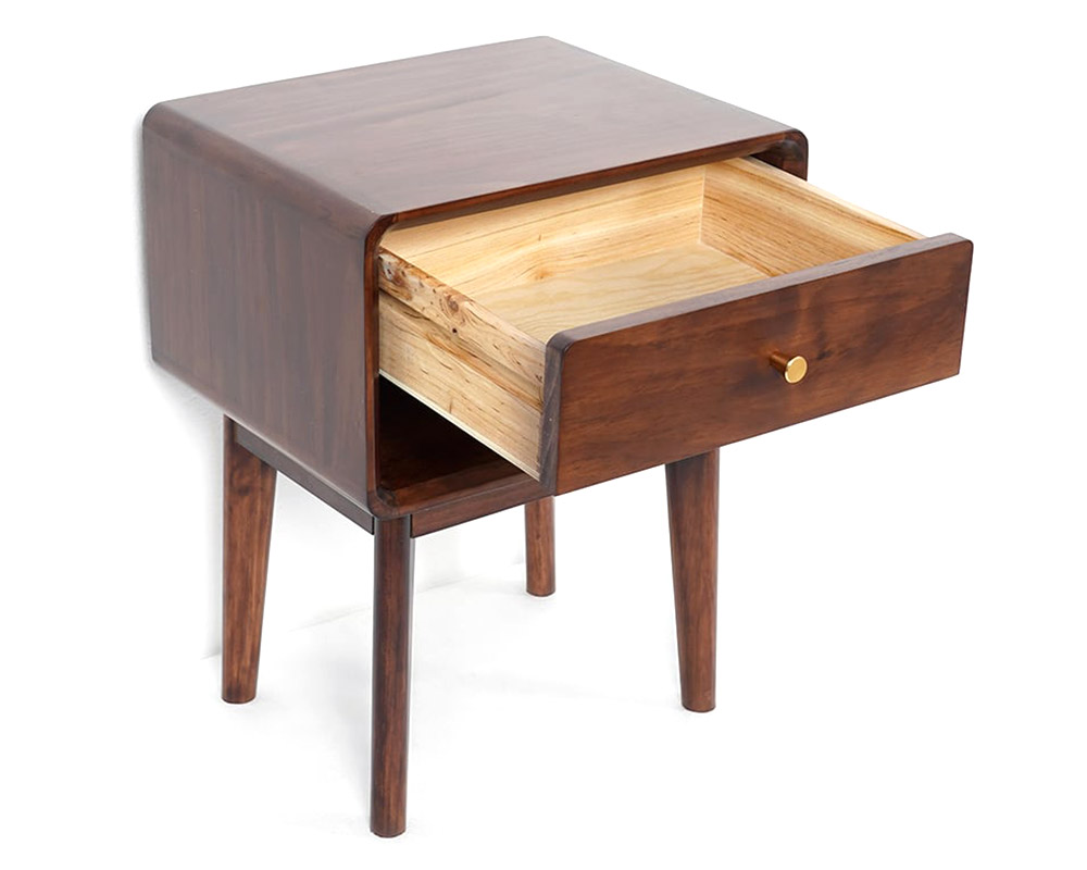 HMR - Rustic 1-Drawer Nightstand with Shelf