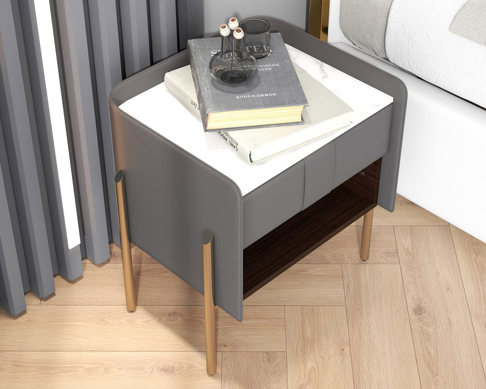 HMR - Modern Nightstand with Charger & Light