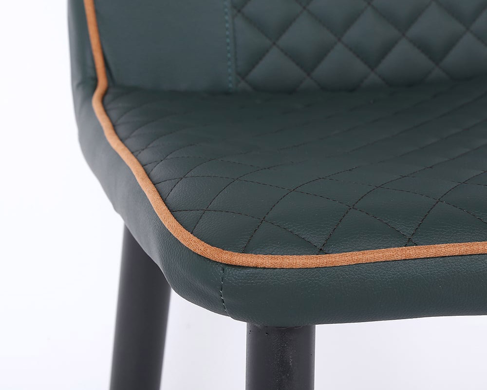 HMR - Modern PU Leather Dining Chair with Carbon Steel Leg (Set of 2) in Dark Green