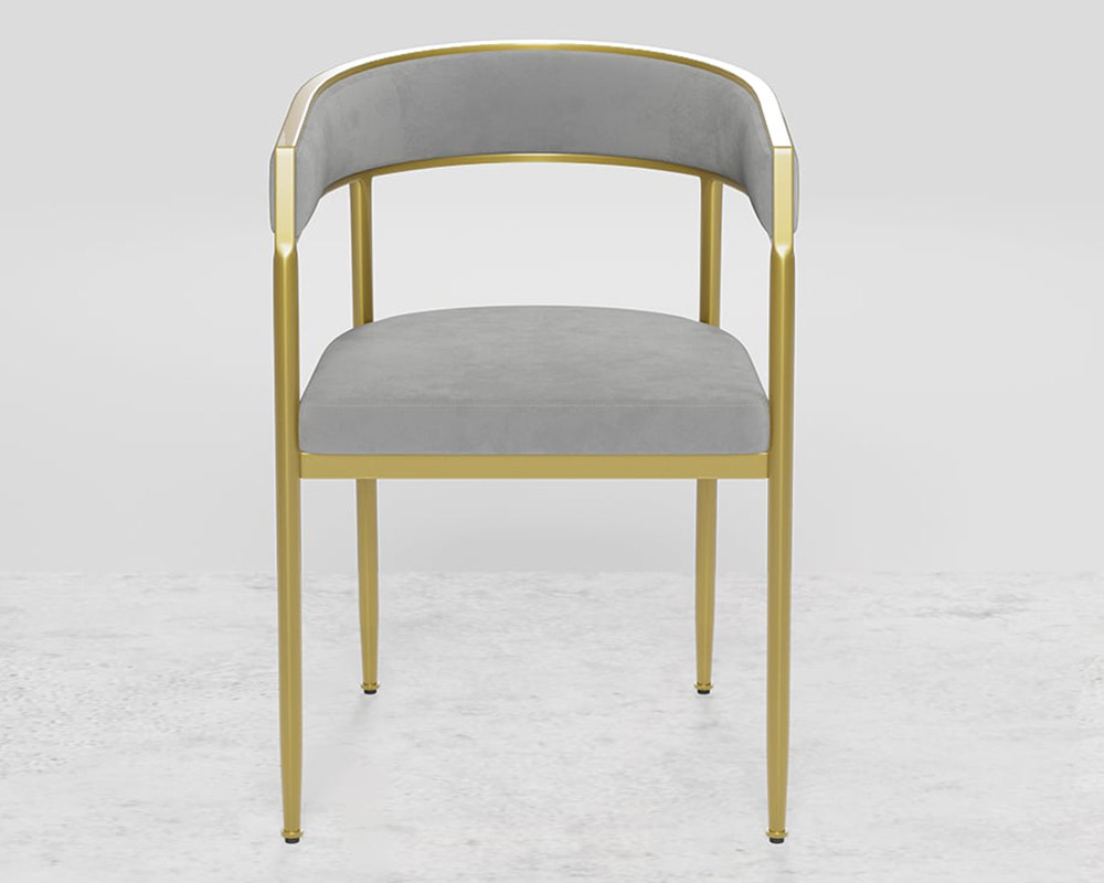 HMR Modern Dining Chair with Upholstered Curved Back - Gray, Velvet