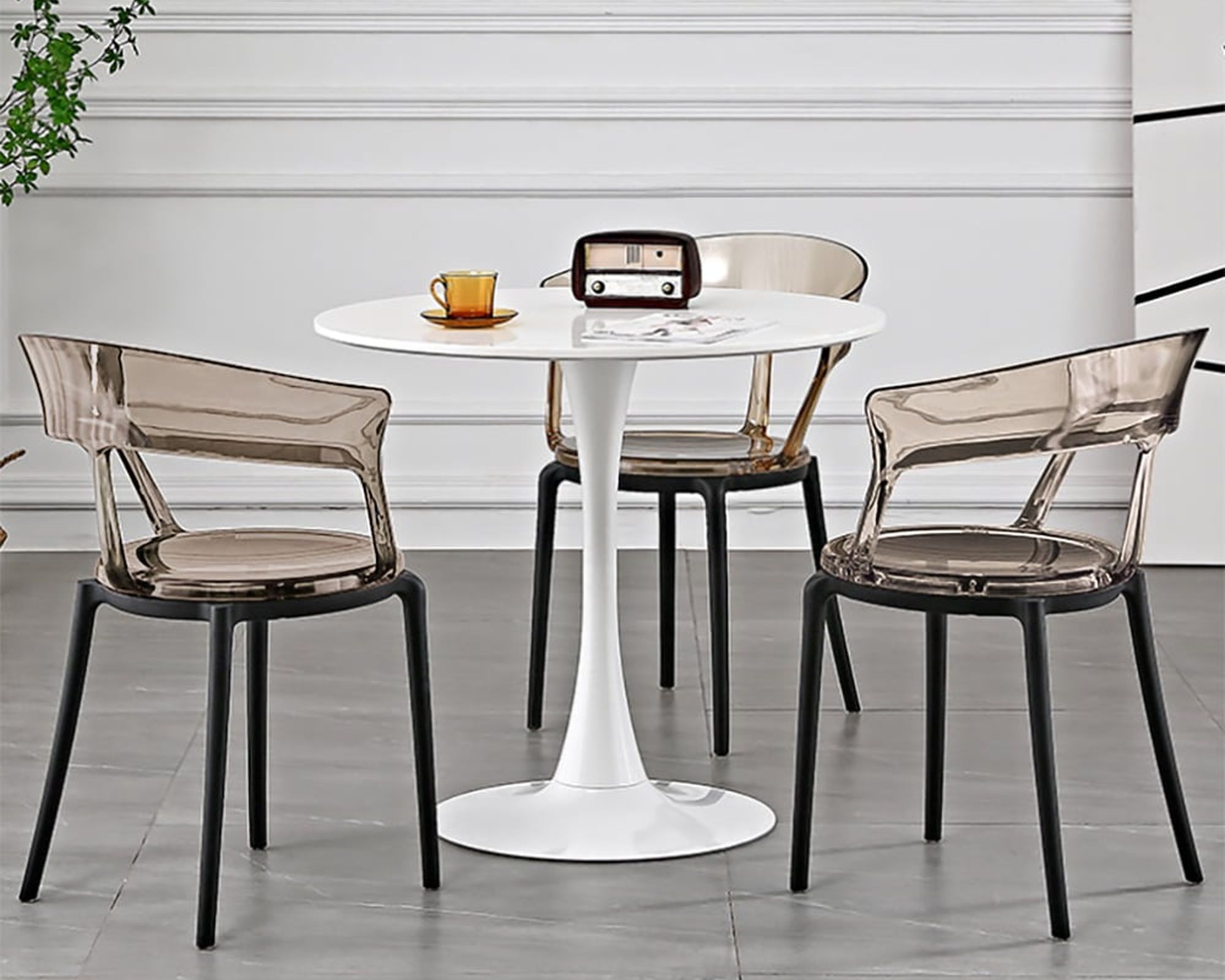 HMR Modern Acrylic Dining Chairs - Amber
