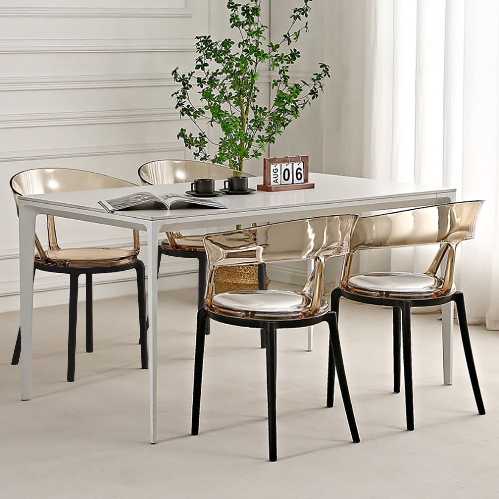 HMR Modern Acrylic Dining Chairs - Amber