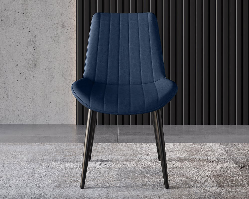 HMR Modern Dining Chairs with PU Leather Upholstery (Set of 2) - Blue