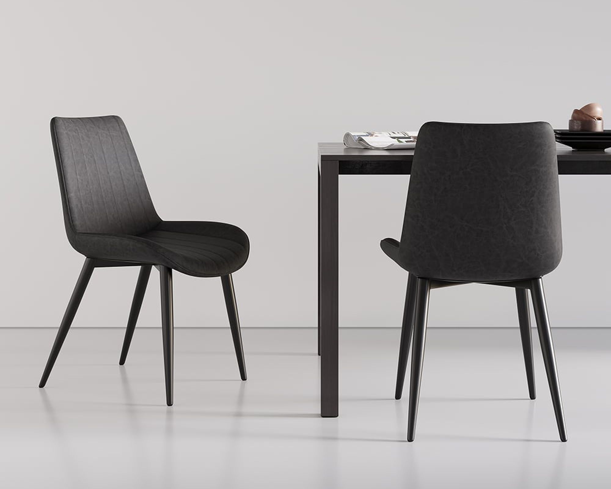 HMR - Modern Dining Chairs with PU Leather Upholstery Set of 2