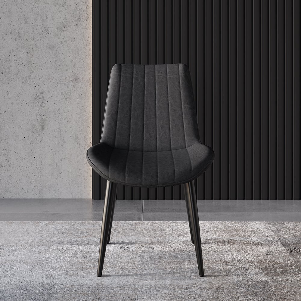 HMR - Modern Dining Chairs with PU Leather Upholstery Set of 2