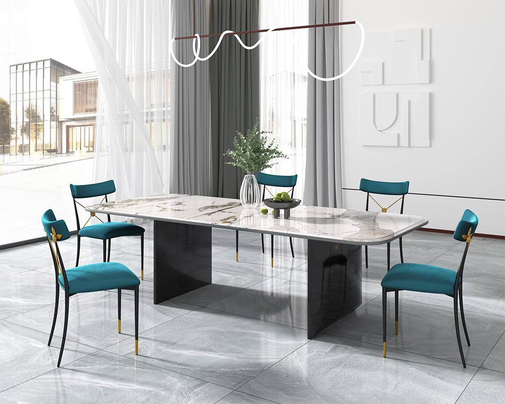 HMR - Mid-Century Modern Dining Chairs with Velvet Upholstery