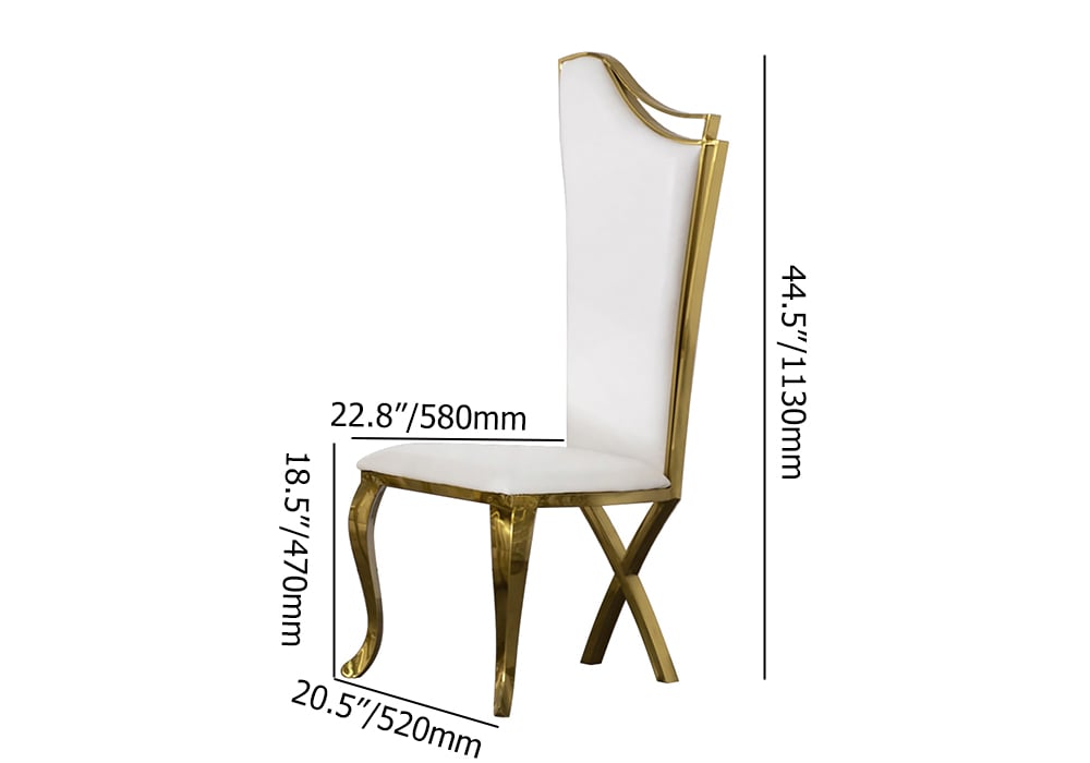 HMR Affordable Luxury Modern Dining Chairs with PU Leather Upholstery (Set of 2) - White/Gold