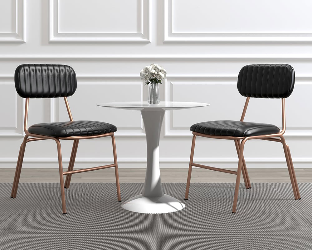 HMR Modern Dining Chairs with Faux Leather Upholstery (Set of 2) - Black