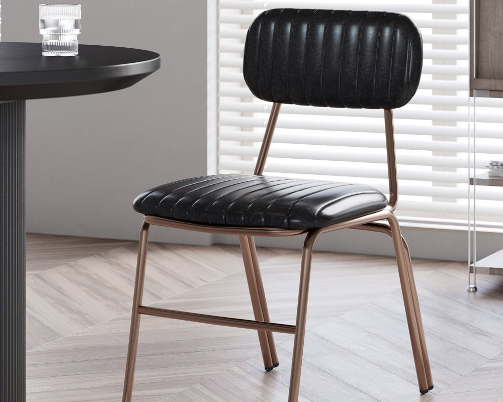 HMR Modern Dining Chairs with Faux Leather Upholstery (Set of 2) - Black