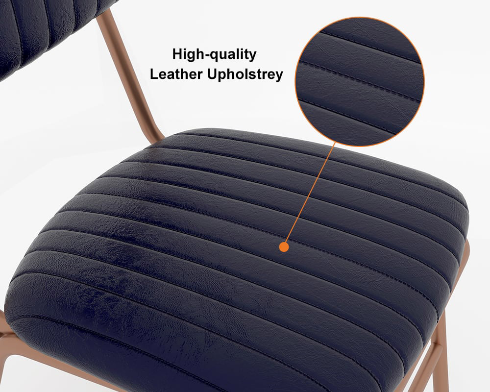HMR Modern Dining Chairs with Faux Leather Upholstery (Set of 2) - Black