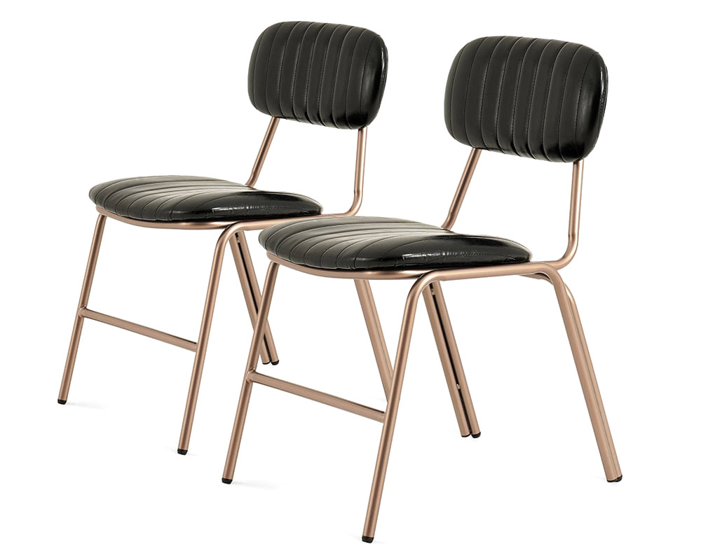 HMR Modern Dining Chairs with Faux Leather Upholstery (Set of 2) - Black